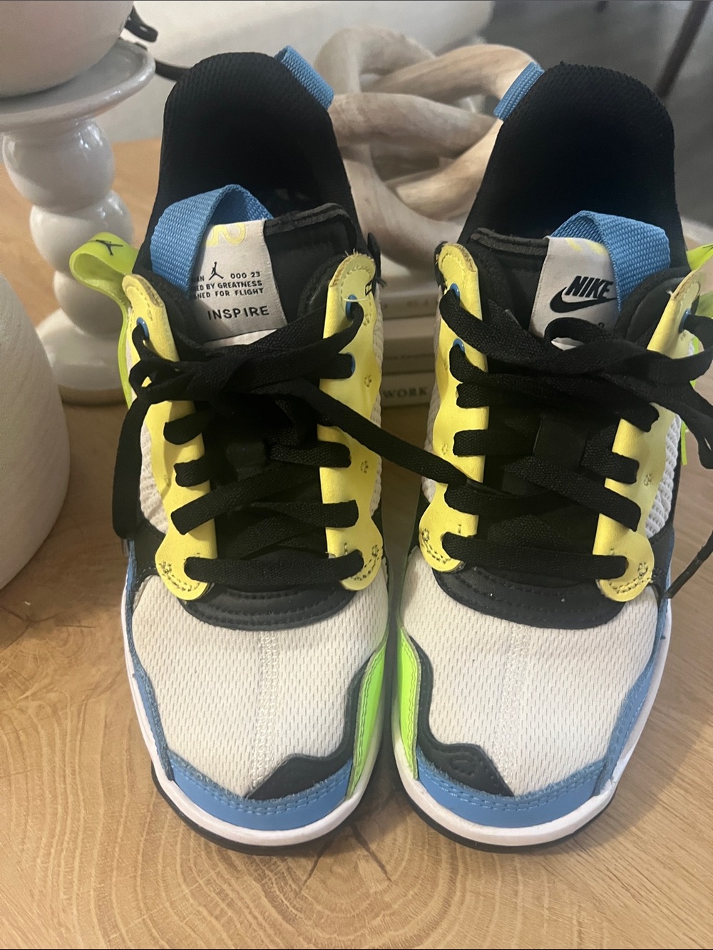 Nike Kids White, Blue & Yellow Athletic Sneakers